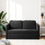 Lit banquette 2 places - convertible - canap - lit 2 en 1 noir 122x204x55 cm velours cal6063718