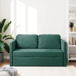 Lit banquette 2 places - convertible - canap� - lit 2 en 1 vert fonc� 122x204x55 cm velours cal7431953 ...