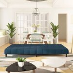 Lit banquette 2 places - convertible - canap� - lit � 2 places bleu velours cal3230553