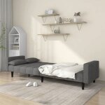 Lit banquette 2 places - convertible - canap� - lit � 2 places avec deux oreillers gris clair tissu cal4893571 ...
