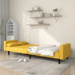 Lit banquette 2 places - convertible - canap� - lit � 2 places avec deux oreillers jaune tissu cal2379557 ...