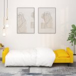 Lit banquette 2 places - convertible - canap - lit  2 places avec deux oreillers jaune velours cal4948765 ...