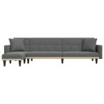 Lit banquette 2 places - convertible - canap - lit en forme de l gris fonc 275x140x70 cm tissu cal1725806 ...