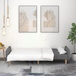Lit banquette 2 places - convertible - canap - lit  2 places gris clair tissu cal7363342