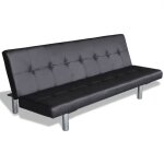 Lit banquette 2 places - convertible - canap - lit rglable avec deux oreillers similicuir noir cal3948771 ...