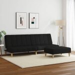 Lit banquette 2 places - convertible - canap - lit  2 places avec repose - pied noir tissu cal6783288 ...