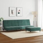 Lit banquette 2 places - convertible - canap - lit  2 places avec repose - pied vert fonc velours ...