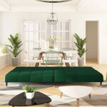 Lit banquette 2 places - convertible - canap - lit  2 places vert fonc velours cal9201278