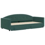 Lit banquette 2 places - vidaxl - canap� - lit avec tiroirs - velours vert fonc� - 90x200 cm - multifonctionne ...
