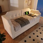 Lit banquette 90x200 cm - aapaas - beige - liseuse led - usb type - c - 2 tiroirs de rangement Lit banquette 90x200 cm - aapaas - beige - liseuse led - usb type - c - 2 tiroirs de rangement