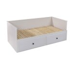 Lit banquette 90x200 cm extensible en 180x200 cm avec tiroirs de rangement en pin vernis blanc - wilma ...