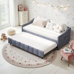 Lit banquette gigogne - nov�lys - 90x200cm - canap� - lit extensible avec tiroir - lit poches de rangement ...