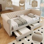 Lit banquette avec rangement lit 1 place avec sommier à lattes en bois 2 tiroir tête de lit vintage lin ... Lit banquette avec rangement lit 1 place avec sommier à lattes en bois 2 tiroir tête de lit vintage lin ...