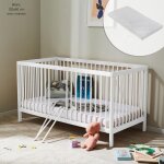 Lit b�b� 60x120 matelas inclus - lit � barreaux pour b�b� - r�glable en hauteur - barreaux amovibles ...