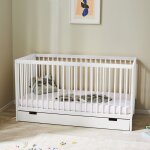 Lit b�b� 60x120 avec tiroir - lit � barreaux pour b�b� - r�glable en hauteur - barreaux amovibles - bois ...