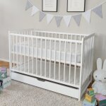 Lit bébé 60x120cm - avec tiroir - lit à barreaux réglable en hauteur - barreaux amovibles - berceau bébé ... Lit bébé 60x120cm - avec tiroir - lit à barreaux réglable en hauteur - barreaux amovibles - berceau bébé ...
