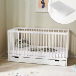 Lit bb 70x140 matelas inclus - lit  barreaux avec tiroir - rglable en hauteur - barreaux amovibles ...