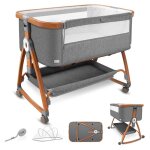 Lit b�b� berceau cododo avec matelas panier de rangement sangle fixe 6 hauteur r�glable lit cododo b�b� ...