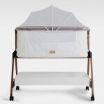 Lit bebe berceau cododo r�glable pour b�b� ? 6 hauteurs roulettes matelas panneaux mesh respirants moustiquair ...