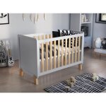 Lit bb blanc - pin 120x60 cm avec matelas en mousselit evolutif bebe barrire de scurit en bois
