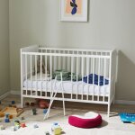 Lit b�b� �volutif 2en1 120x60 - avec matelas + sommier � lattes - lit � barreaux en bois massif - lit ...