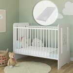 Lit b�b� �volutif 60x120 cm - d�s la naissance - matelas inclus - lit � barreaux - sommier r�glable en ...