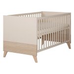 Lit bb volutif 70x140 roba sidney - convertible en lit junior - hauteur rglable - beige - dcor chne ...