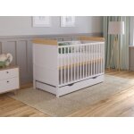 Lit bebe evolutif avec matelas - lit bebe avec tiroir 120x60 cm boispin - blanc convertible
