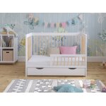 Lit bebe evolutif avec tiroir en bois pin blanc 120x60cm transformable en un canap - lit avec une barrire ...