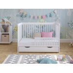 Lit bebe evolutif avec tiroir en bois pin blanc 120x60cm transformable en un canap - lit avec une barrire ...