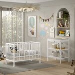 Lit b�b� et table � langer - vipack - meryl - 60x120 cm - bois de h�tre - blanc