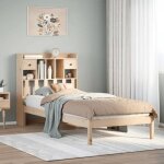 Lit biblioth�que en bois de pin - uu - 90x190 cm - bois de pin massif - sommier � lattes - t�te de lit ...