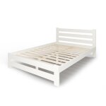 Lit en bois 160x200 cm - sommier � lattes inclus - pin massif - style scandinave - avec t�te de lit haute ...