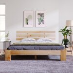 Lit en bois massif lit double lit adulte lit en pin 140 * 200 cm 2 places avec tte de lit  lattes en ...
