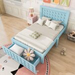 Lit en bois simple 90x200 cm lit enfant / adolescent avec design créatif cadre de lit en bois massif ... Lit en bois simple 90x200 cm lit enfant / adolescent avec design créatif cadre de lit en bois massif ...