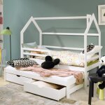 Lit cabane 2en1 80x160 cm - lit simple pour enfant en bois massif - lit gigogne avec 2 tiroirs - sommier ... Lit cabane 2en1 80x160 cm - lit simple pour enfant en bois massif - lit gigogne avec 2 tiroirs - sommier ...