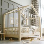 Lit cabane 90x190 barrières et sommier inclus pieds 10 cm iris bois Lit cabane 90x190 barrières et sommier inclus pieds 10 cm iris bois