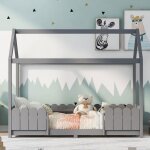 Lit cabane 90x200 cm - lit enfant polyvalent en bois pour garons et filles - avec protection antichute ...