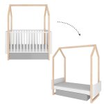 Lit cabane bellamy - 144 x 80 x 865cm - blanc et gris