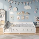 Lit cabane enfant 120x200cm en bois massif avec barri�res de s�curit� pour chambre fille et gar�on sommier ...