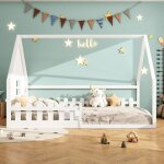 Lit cabane enfant 140x200 garde - corps haut s�curit� lit enfant structure bois massif design maison ...