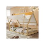 Lit cabane enfant 90x200 garde - corps haut scurit lit enfant structure bois massif tente amovible ...
