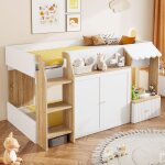 Lit cabane pour enfant 90x200cm avec �chelle descalade lit mezzanine en bois massif avec sommier lit ...