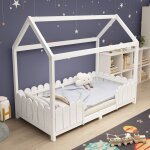 Lit cabane enfant pour fille & garon 90x200 lit au sol enfant lit enfant en bois massif avec sommier ...