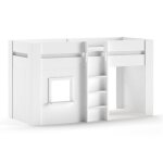 Lit cabane enfant reno 90x200cm blanc