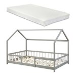 Lit cabane sisimiut avec matelas 120 x 200 cm gris clair blanc