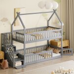 Lit cabane superpos� enfant lit superpos� 2 places 90x200 cm avec rangement et escalier pour adolescents ...