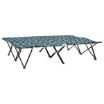 Lit de camp camping meuble dext�rieur pliable 2 places motif de feuilles acier 02 0012790