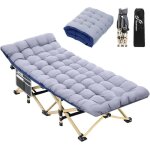 Lit de camp pliable - non spcifi - 1 personne - matelas confortable - charge 204 kg - poches latrales ...