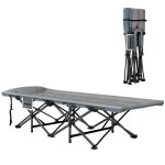 Lit de camp pliable 1 personne pour adultes - outsunny - coussin et appui - tte poche latrale - charge ...